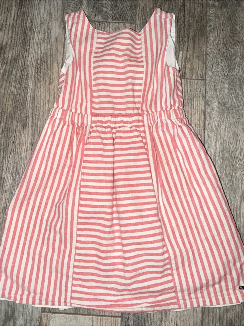 Vineyard Vines Pink & White Striped Linen Blend Dress Girls Size 7